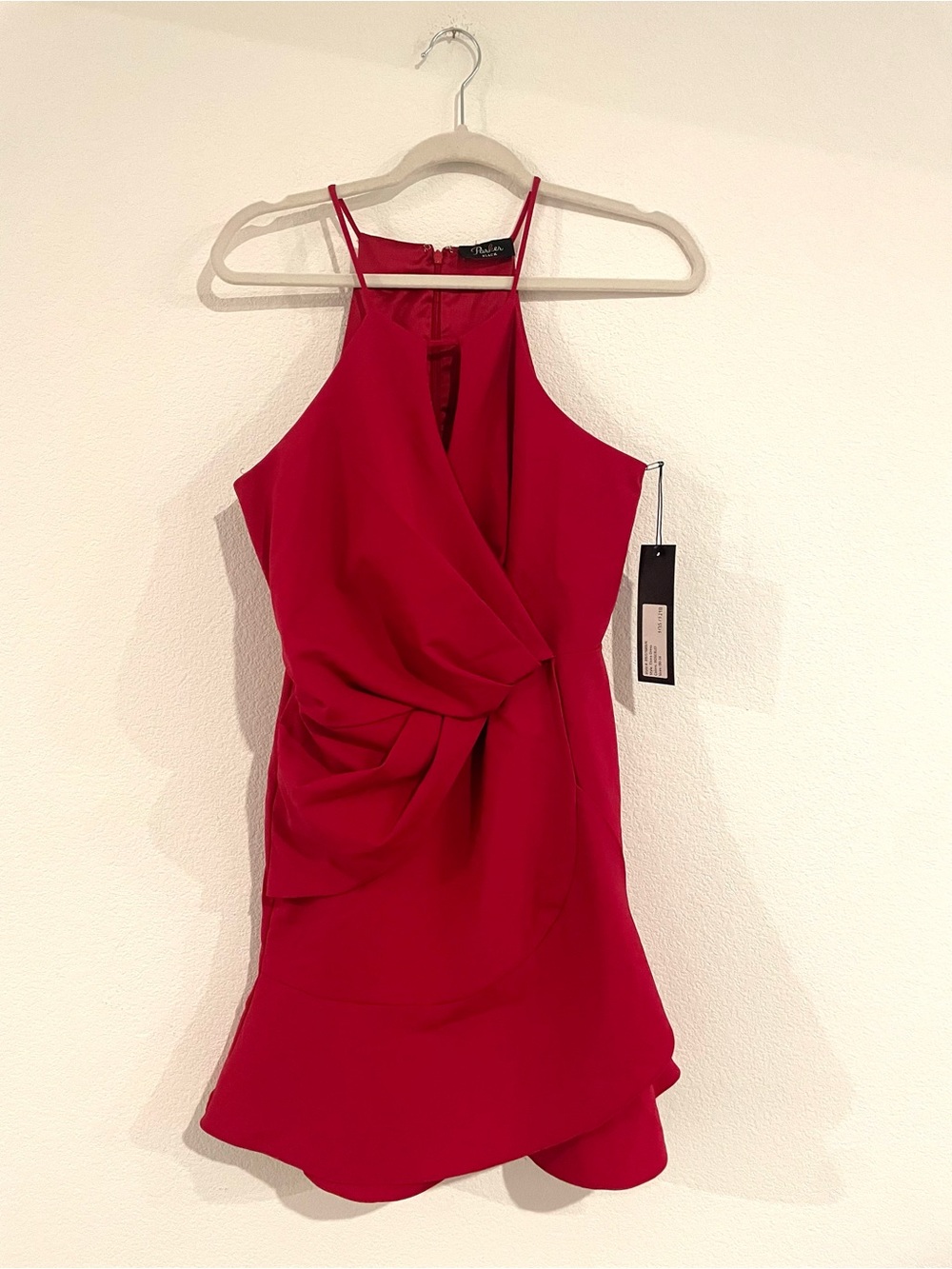 Parker Black Elvira Sleeveless Red Twist-Front Halter Mini Dress